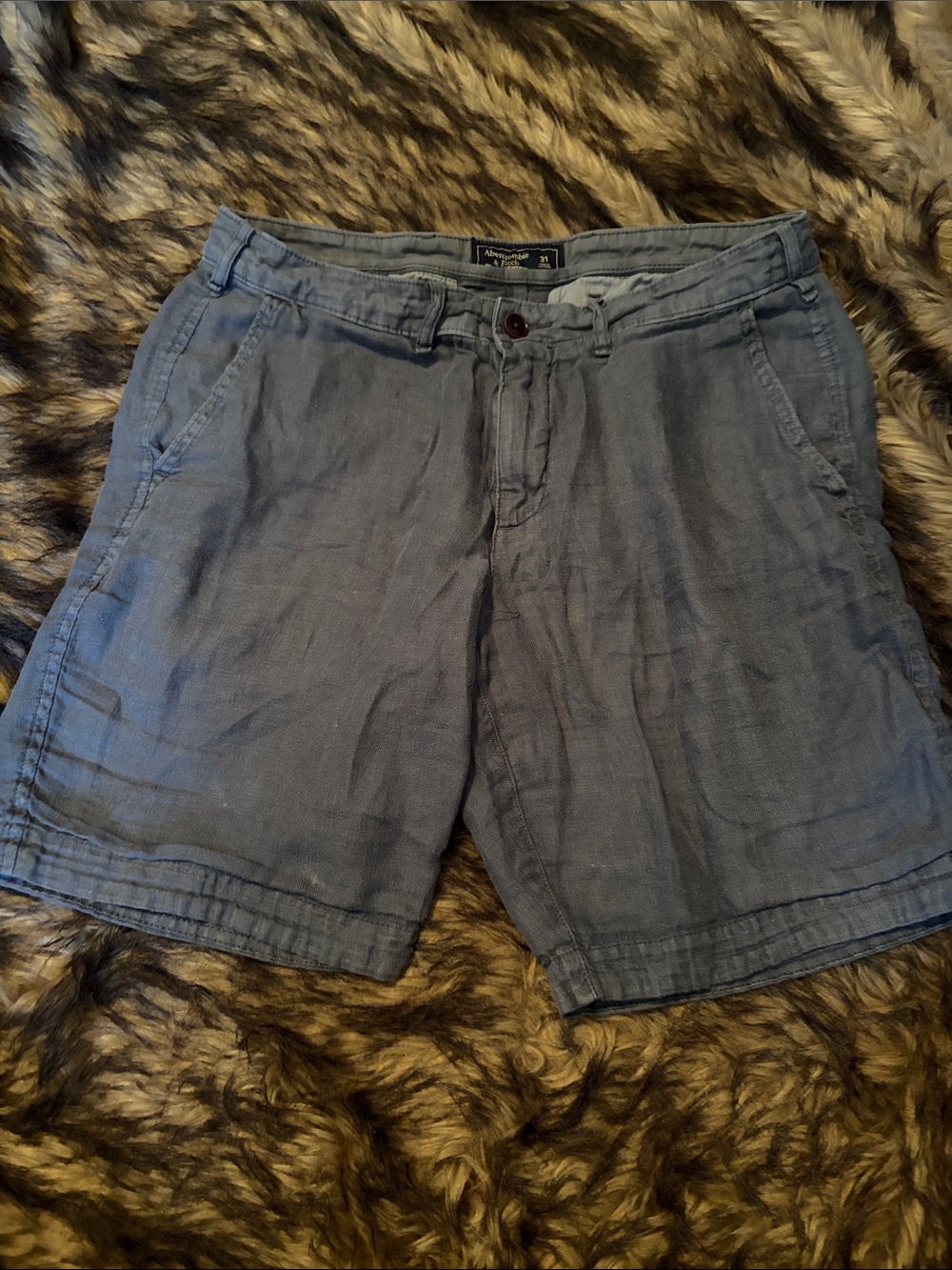 Abercrombie & Fitch Gray Casual Linen Shorts Size 31
